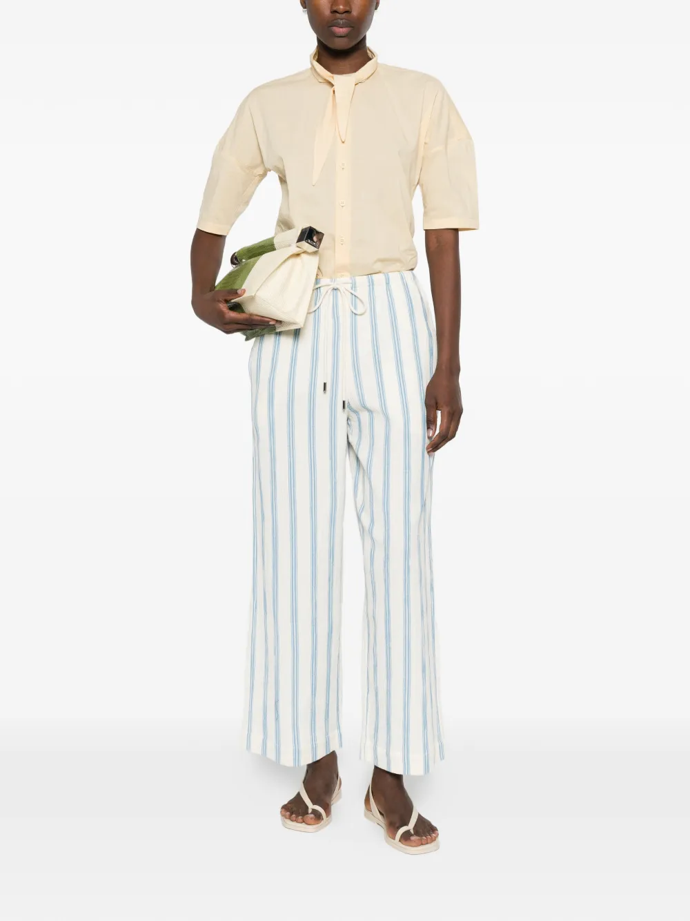  Bondi Born Striped Drawstring Trousers - White 