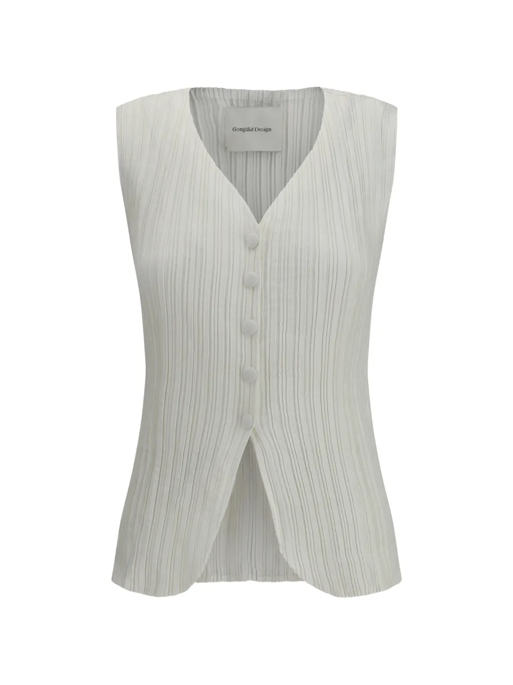 Gongdid Design Denim button pleated gilet - White