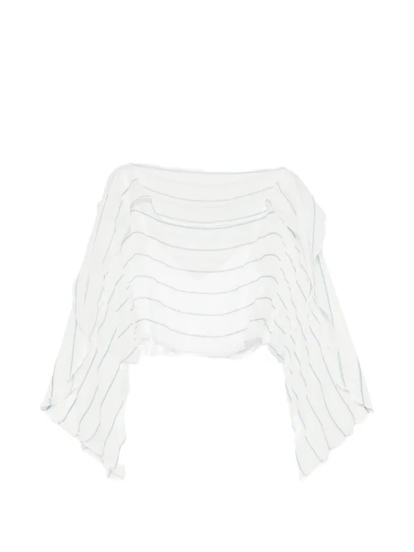 Bondi Born Striped Ruffled Top in White