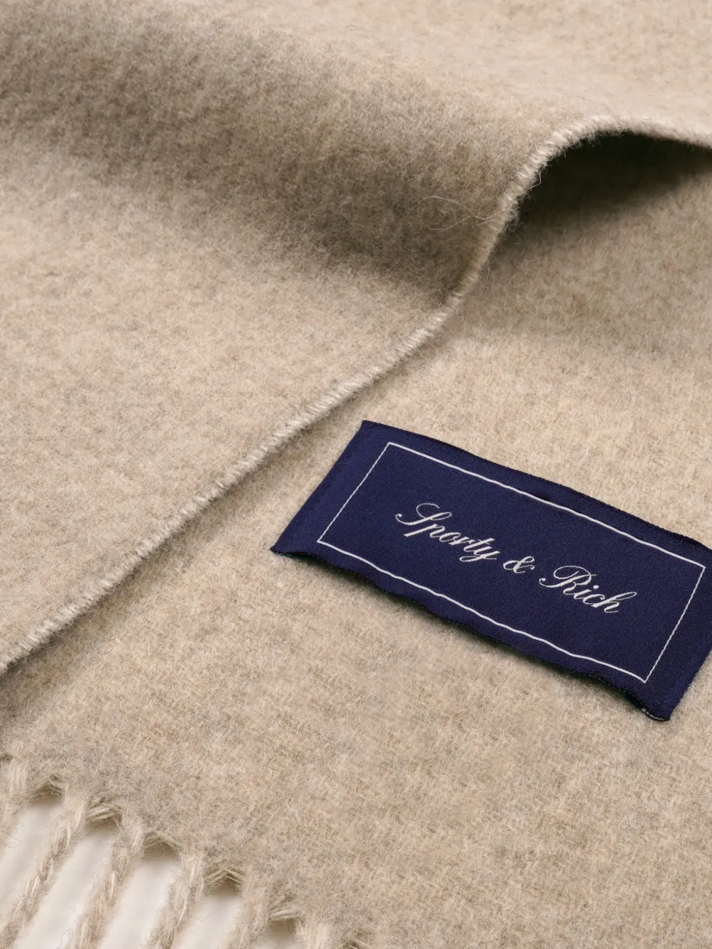 Sporty & Rich Sjaal met franje Beige