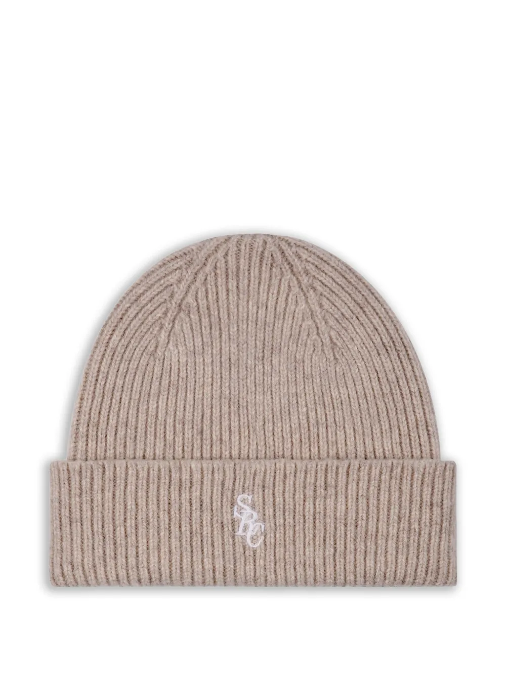 Sporty & Rich embroidered-logo ribbed beanie hat - Toni neutri