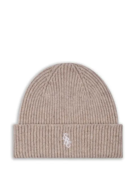 Sporty & Rich embroidered-logo ribbed beanie hat
