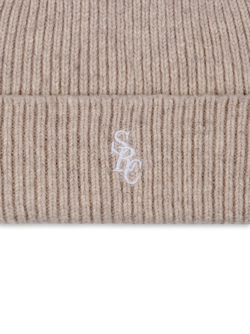 Sporty & Rich Geribbelde muts met geborduurd logo Beige