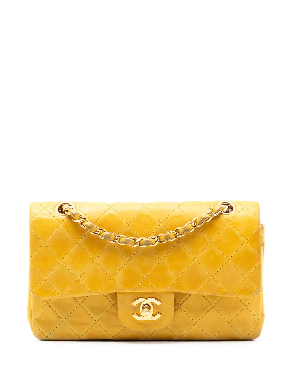 CHANEL Pre-Owned 1996-1997 Small Classic Lambskin Double Flap shoulder bag - Giallo