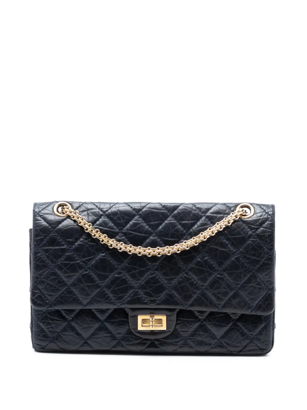 CHANEL Pre-Owned Borsa a tracolla Reissue 2.55 Double Flap 226 in pelle di vitello trapuntata 2010-2011 - Blu
