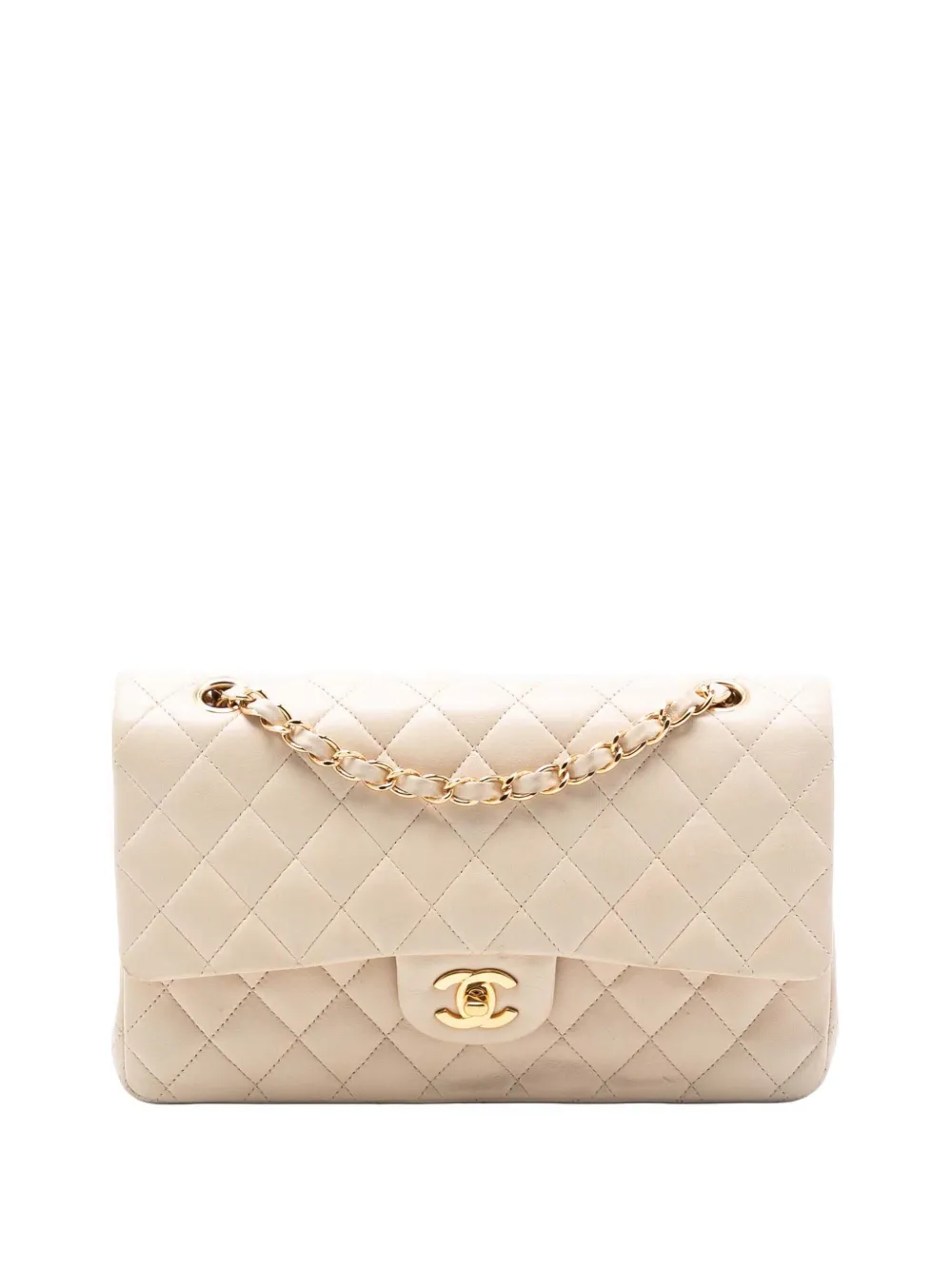 CHANEL Pre-Owned Borsa a spalla Classic Double Flap media in pelle di agnello 2009-2010 - Marrone