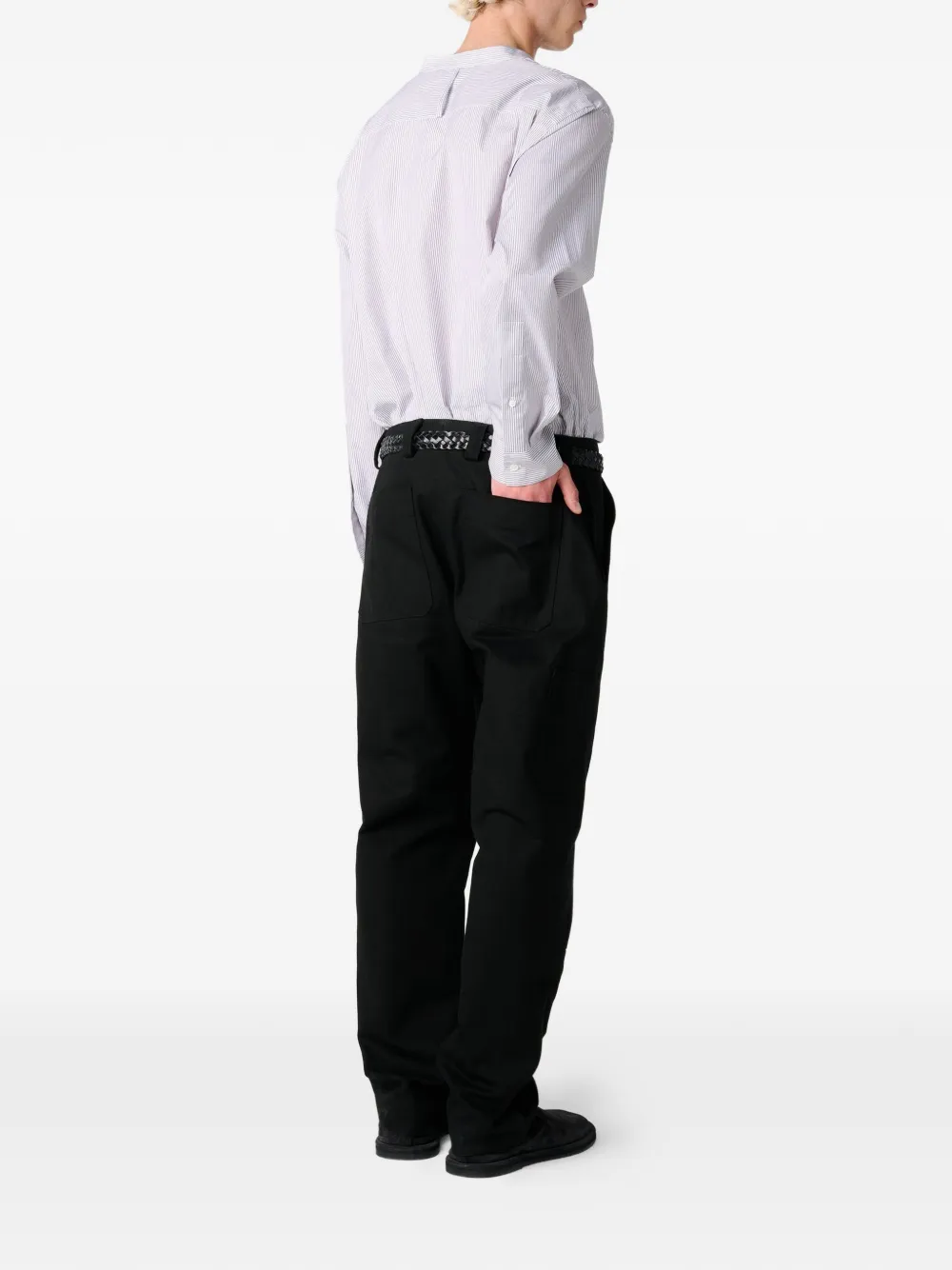 Nick Shadow Stripe Grandad Collar Shirt