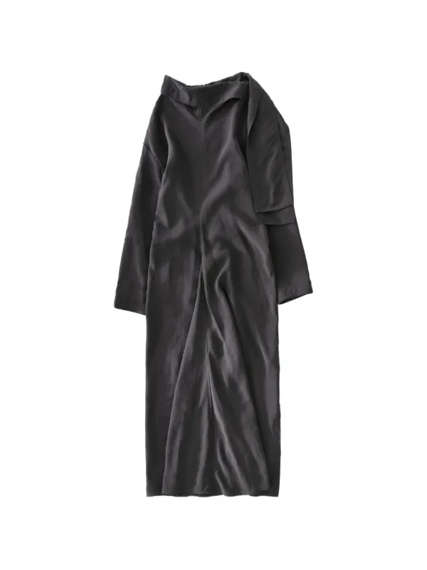 Studio Nicholson Tie Neck Asymmetric Dress in Grey