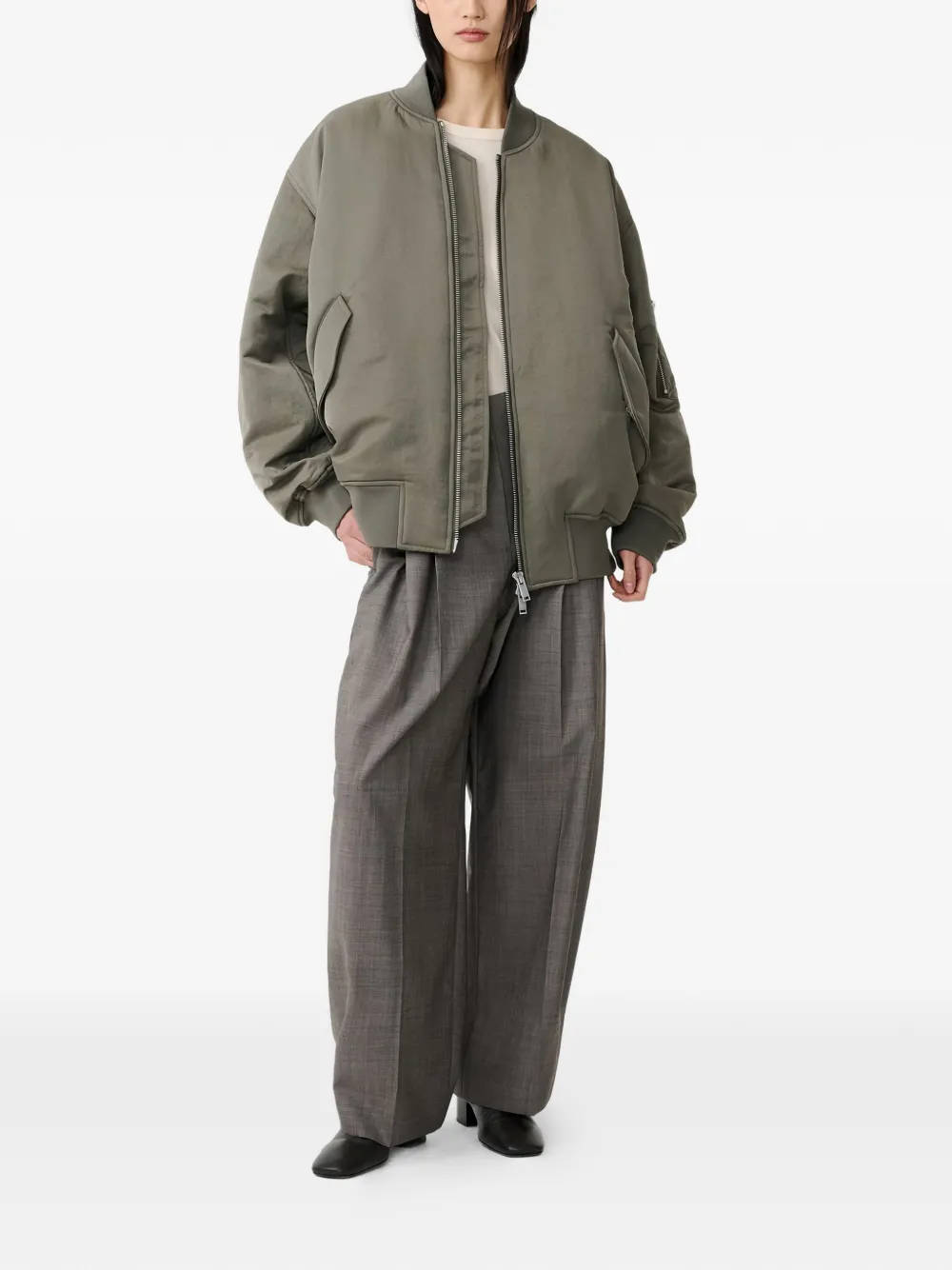 Studio Nicholson Lira geplooide wollen broek Grijs