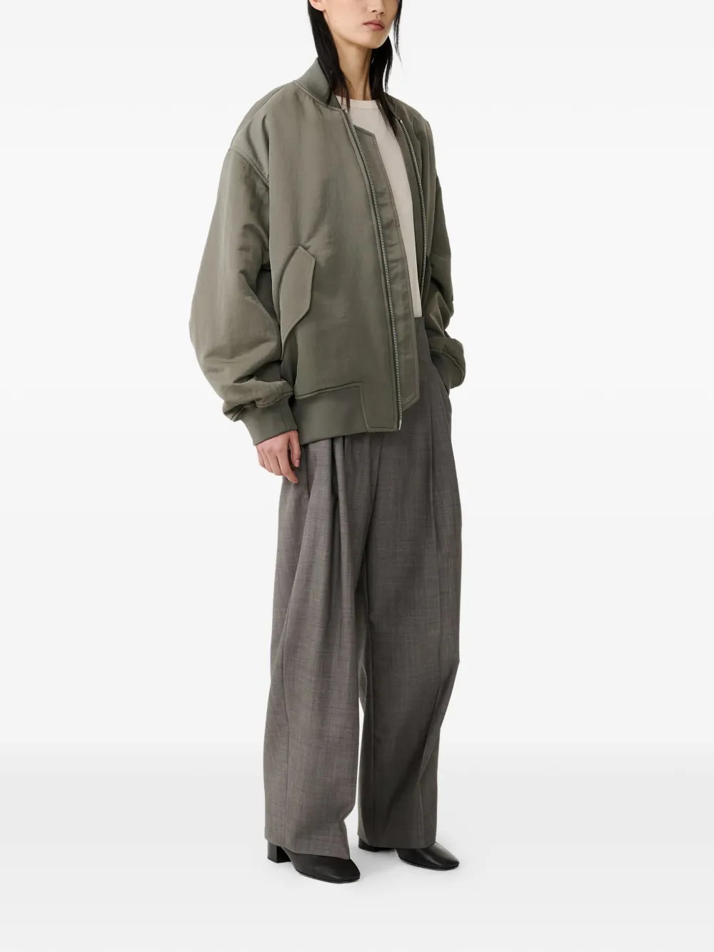 Studio Nicholson Lira geplooide wollen broek Grijs