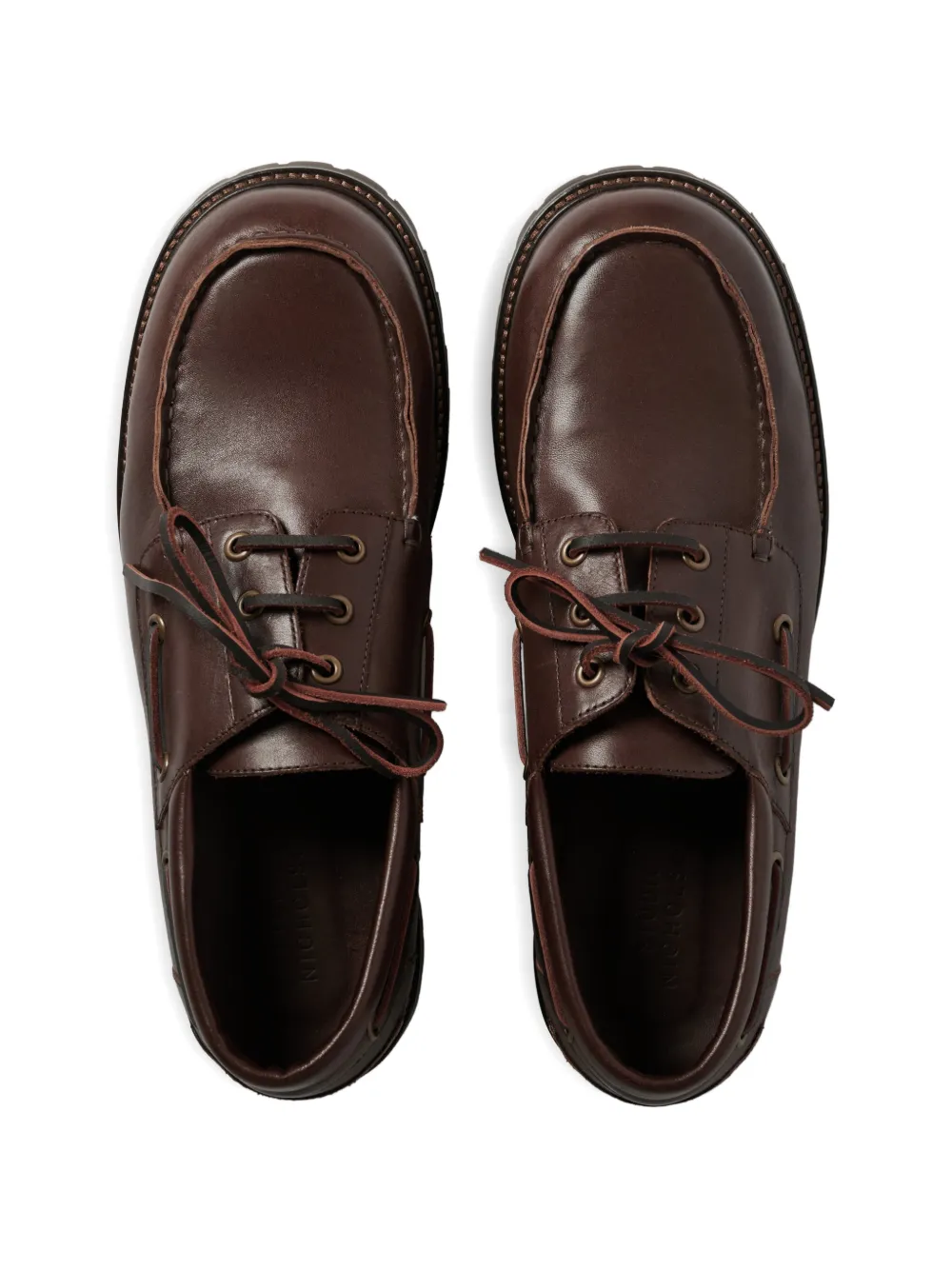 Studio Nicholson Guston gerafelde leren bootschoenen Bruin