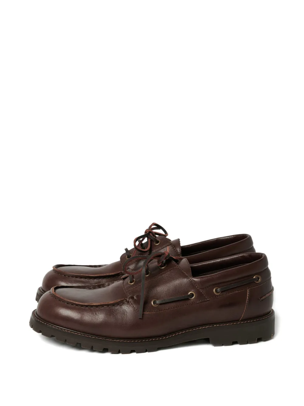 Studio Nicholson raw-cut guston leather boat shoes - Braun