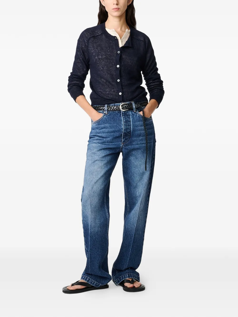  Studio Nicholson Iska Ribbed Cardigan - Blue 