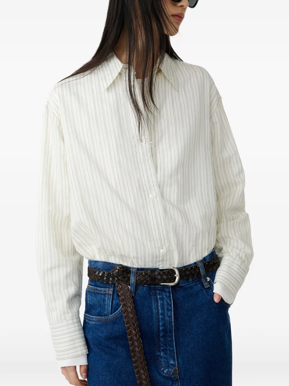 Studio Nicholson Rouen gestreepte blouse Beige