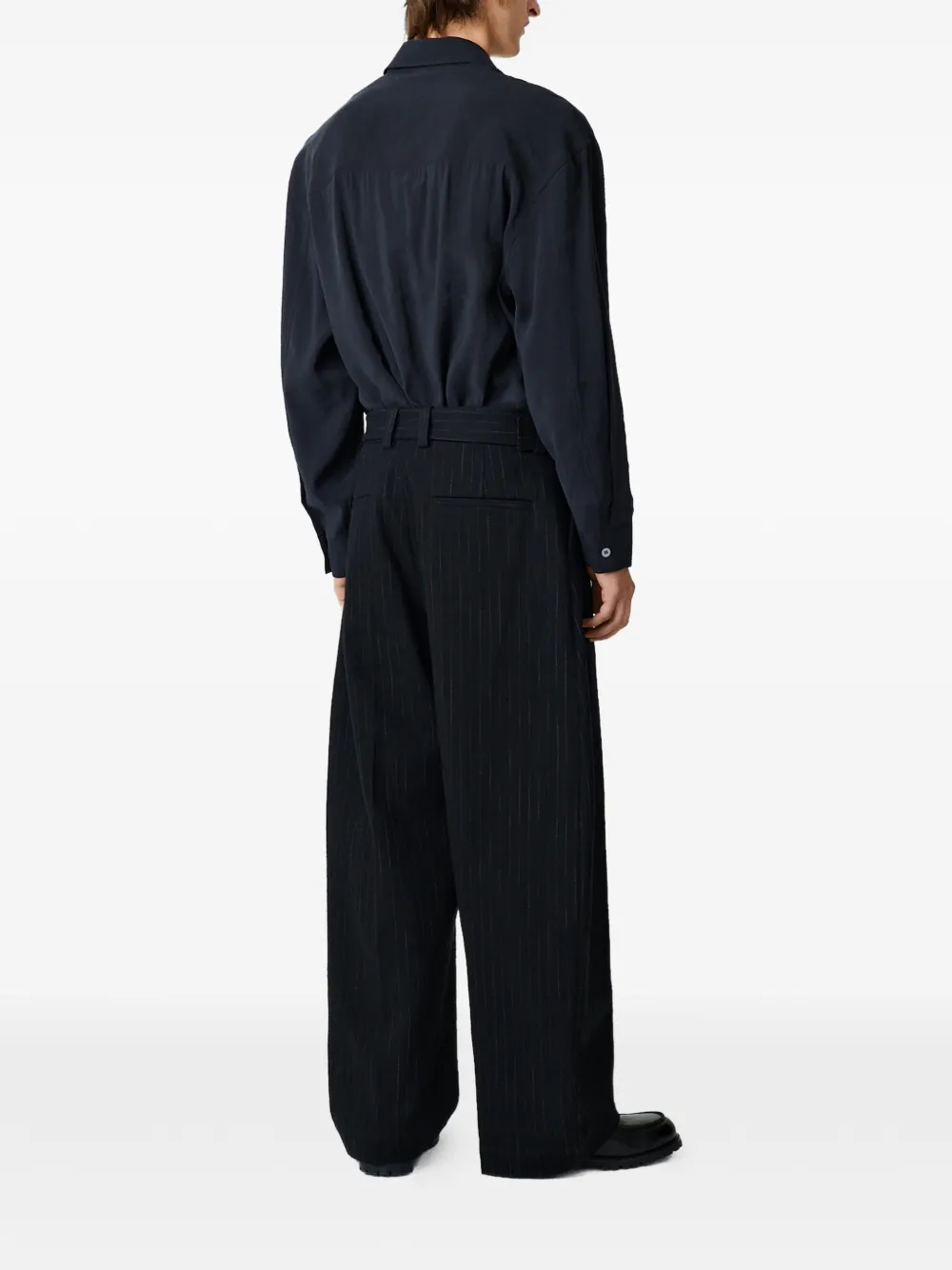 Studio Nicholson Vital gestreepte broek Zwart