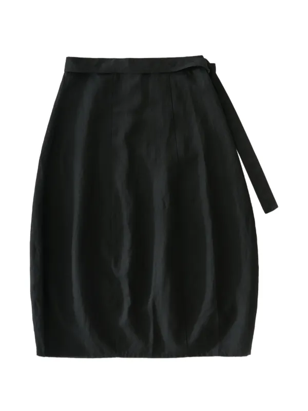 Studio Nicholson Orcha Tie-waist Button Midi Skirt in Black