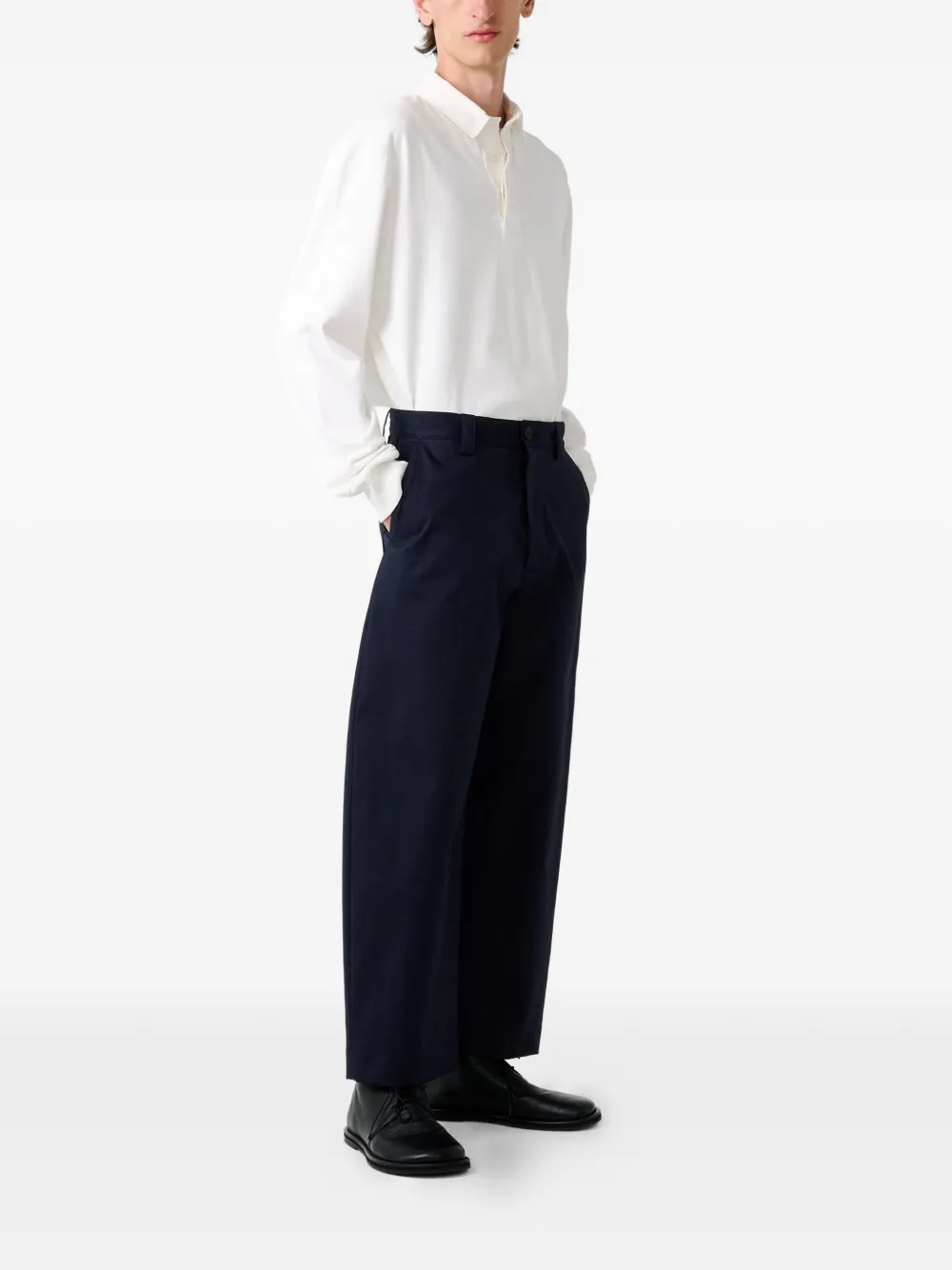  Studio Nicholson Alyk Ribbed Polo Shirt - Blue 