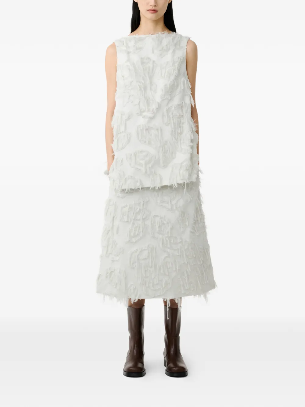  Studio Nicholson Mager Fringed Boat-neck Top - Neutrals 