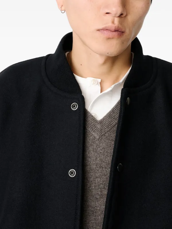 Studio Nicholson Alph leather-sleeve Bomber Jacket | Black | FARFETCH
