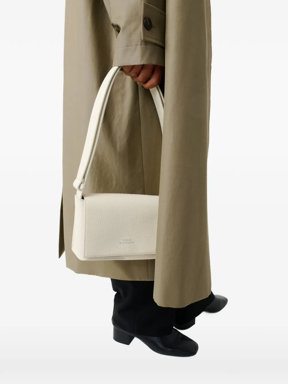  Studio Nicholson Meshi Flap Grained-leather Shoulder Bag - Neutrals 