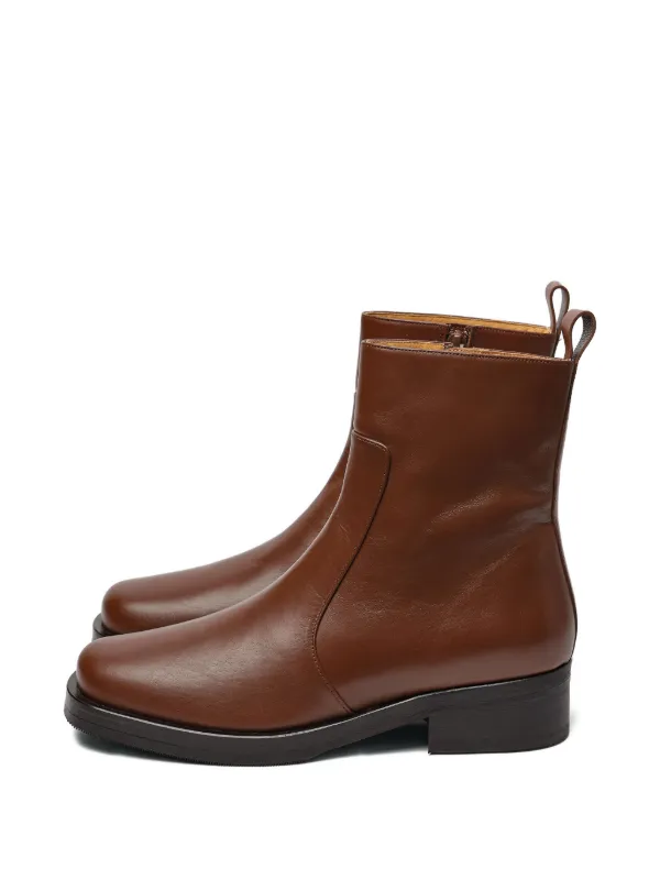 Studio Nicholson Square Leather Boots in Brown