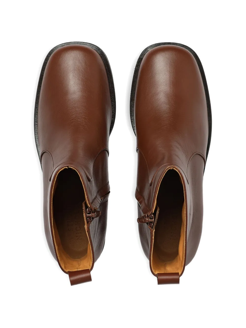 Studio Nicholson Leren laarzen met vierkante neus Bruin