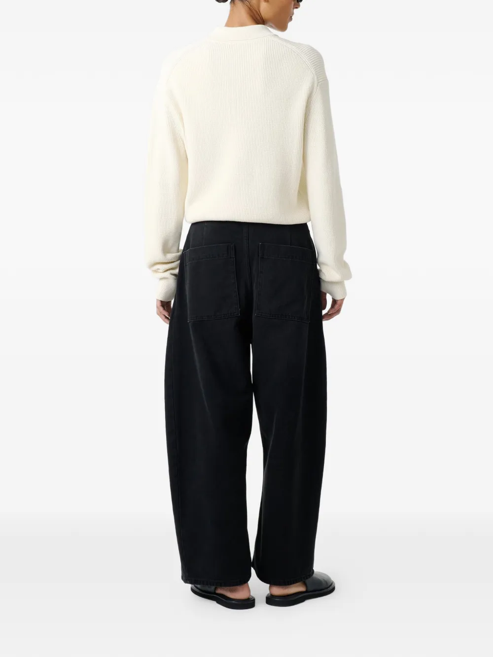 Studio Nicholson Chalco gewelfde denim broek Zwart