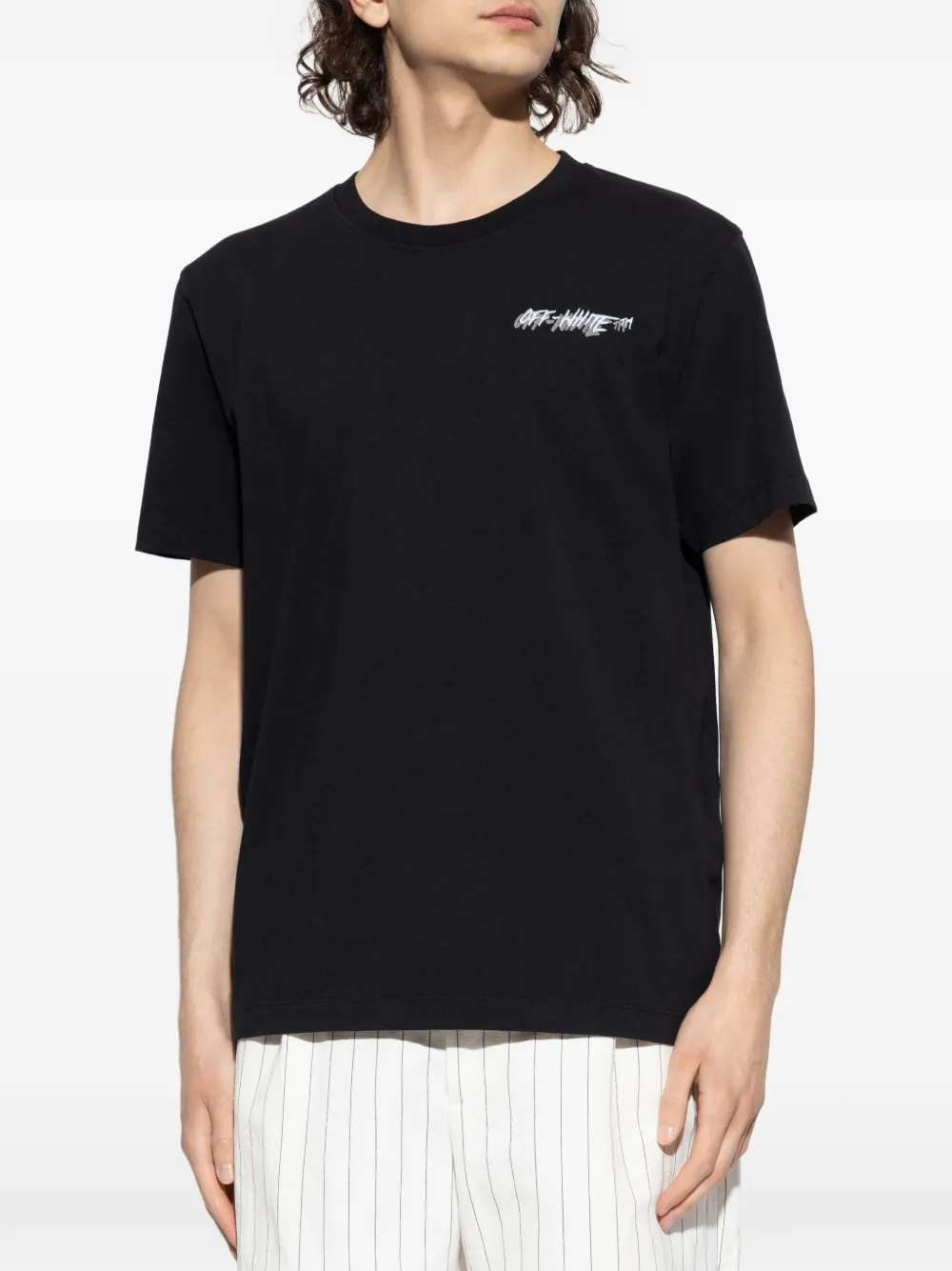 Off-White T-shirt met ronde hals Zwart