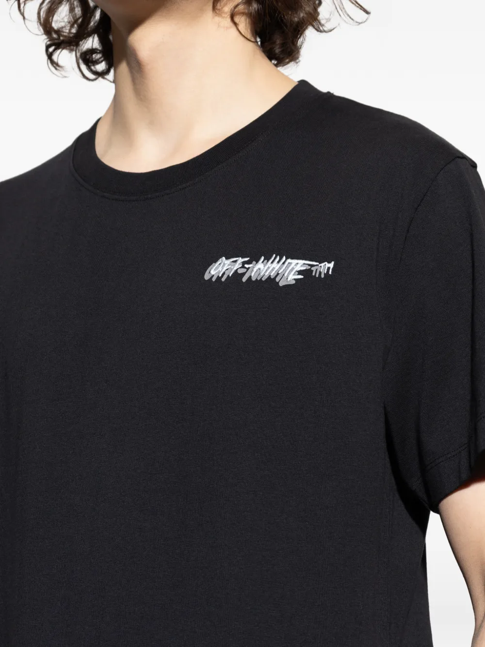 Off-White T-shirt met ronde hals Zwart