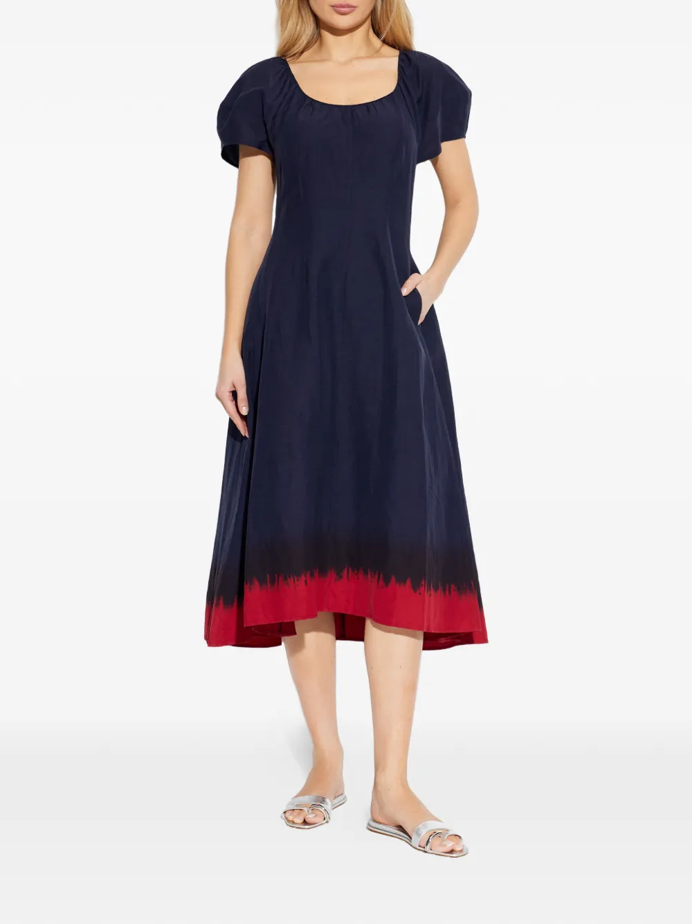  Tory Burch Puff-sleeve Midi Dress - Blue 