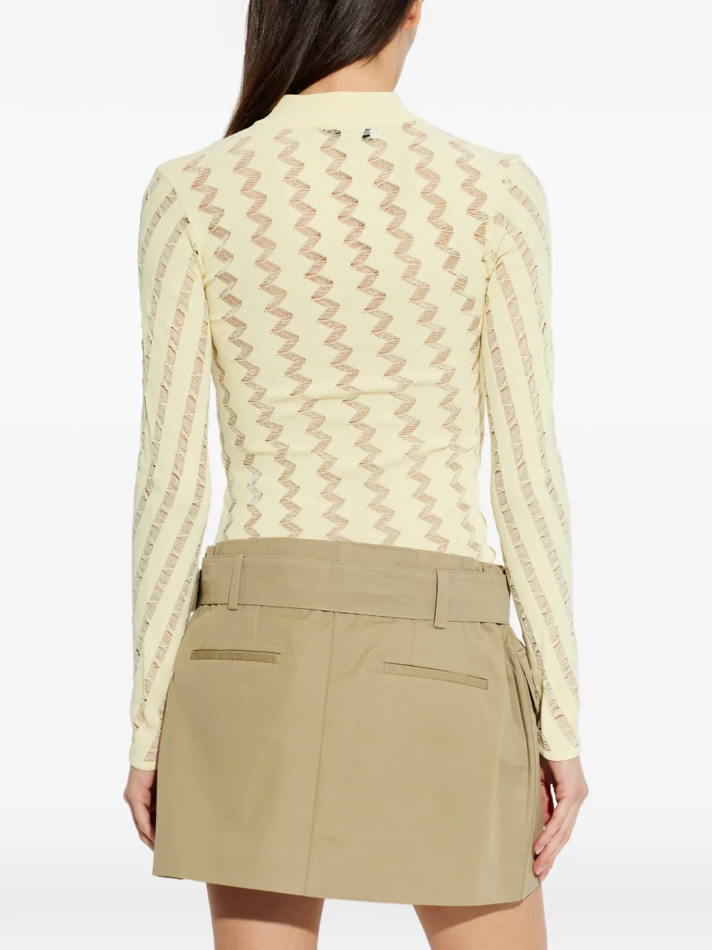 IRO Aliona top met zigzag-patroon Geel