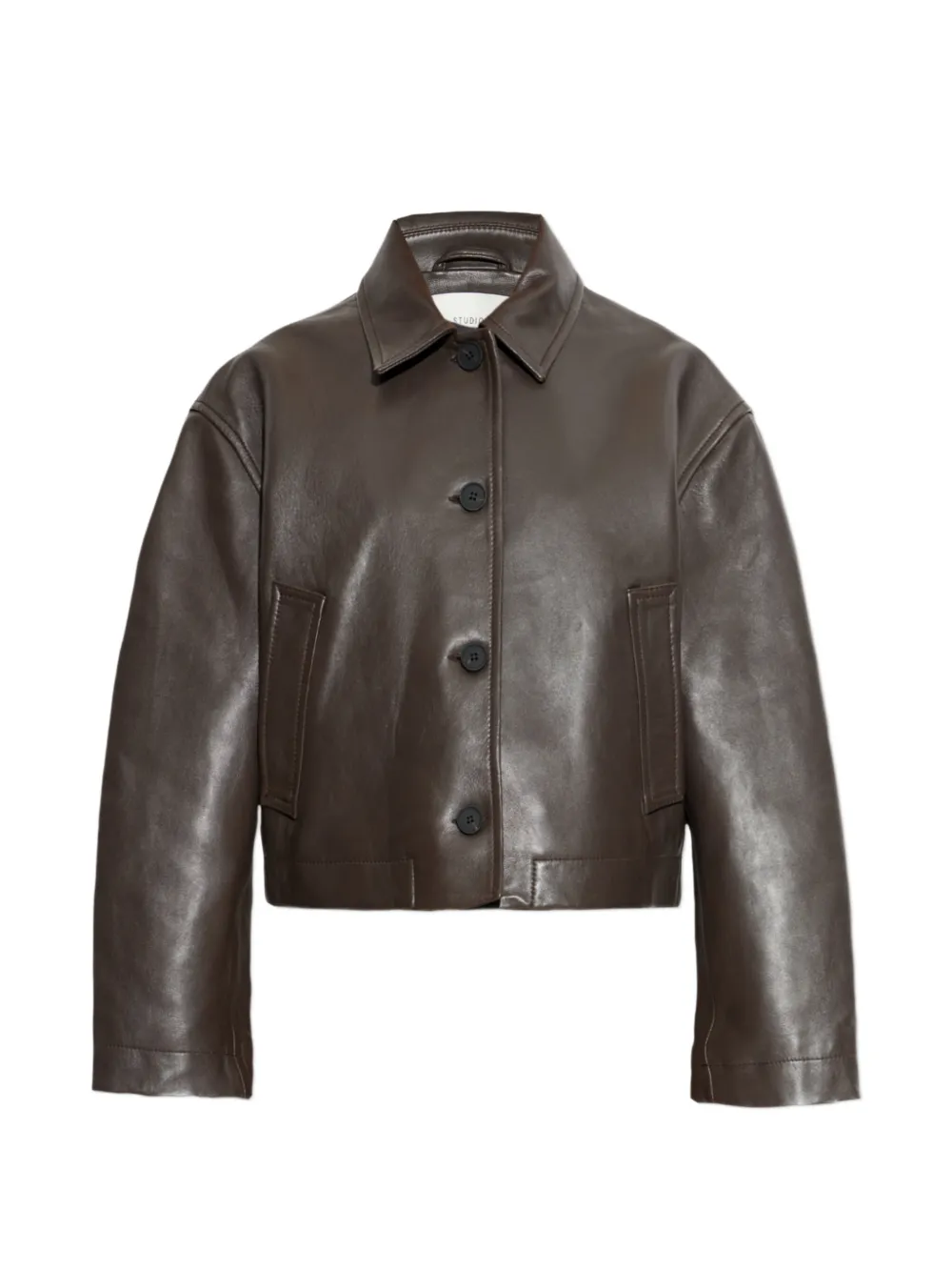Studio Nicholson buttoned lambskin jacket - Marrone