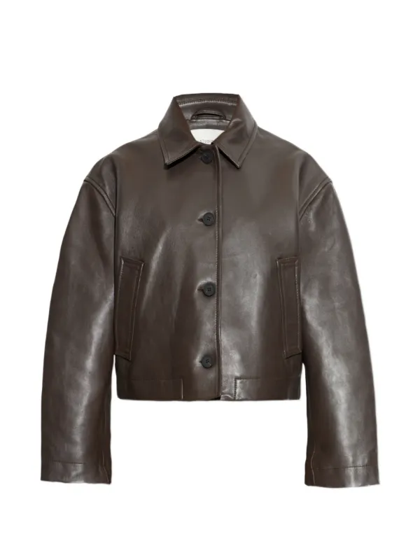 Studio Nicholson Buttoned Lambskin Jacket in Brown