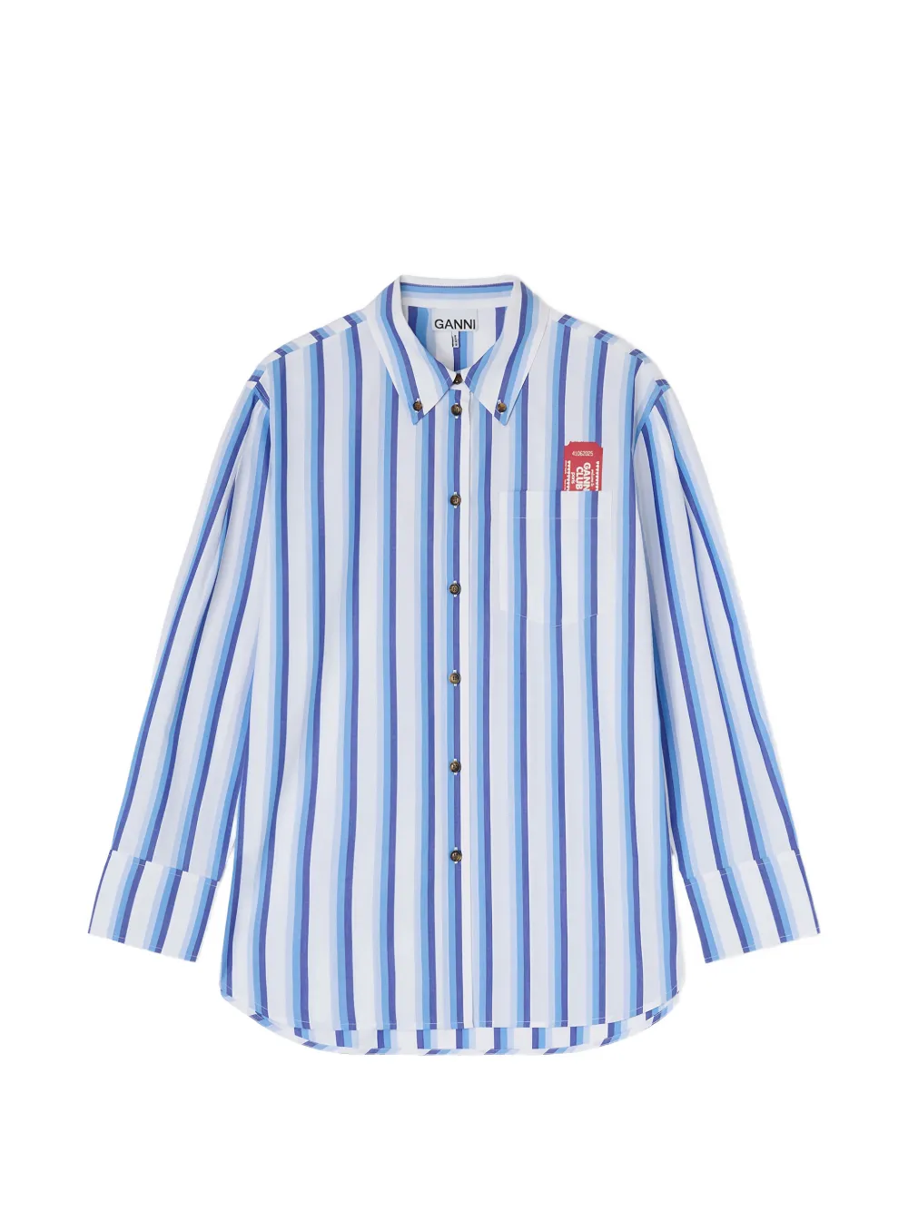 GANNI Camicia Club Paris a righe - Bianco