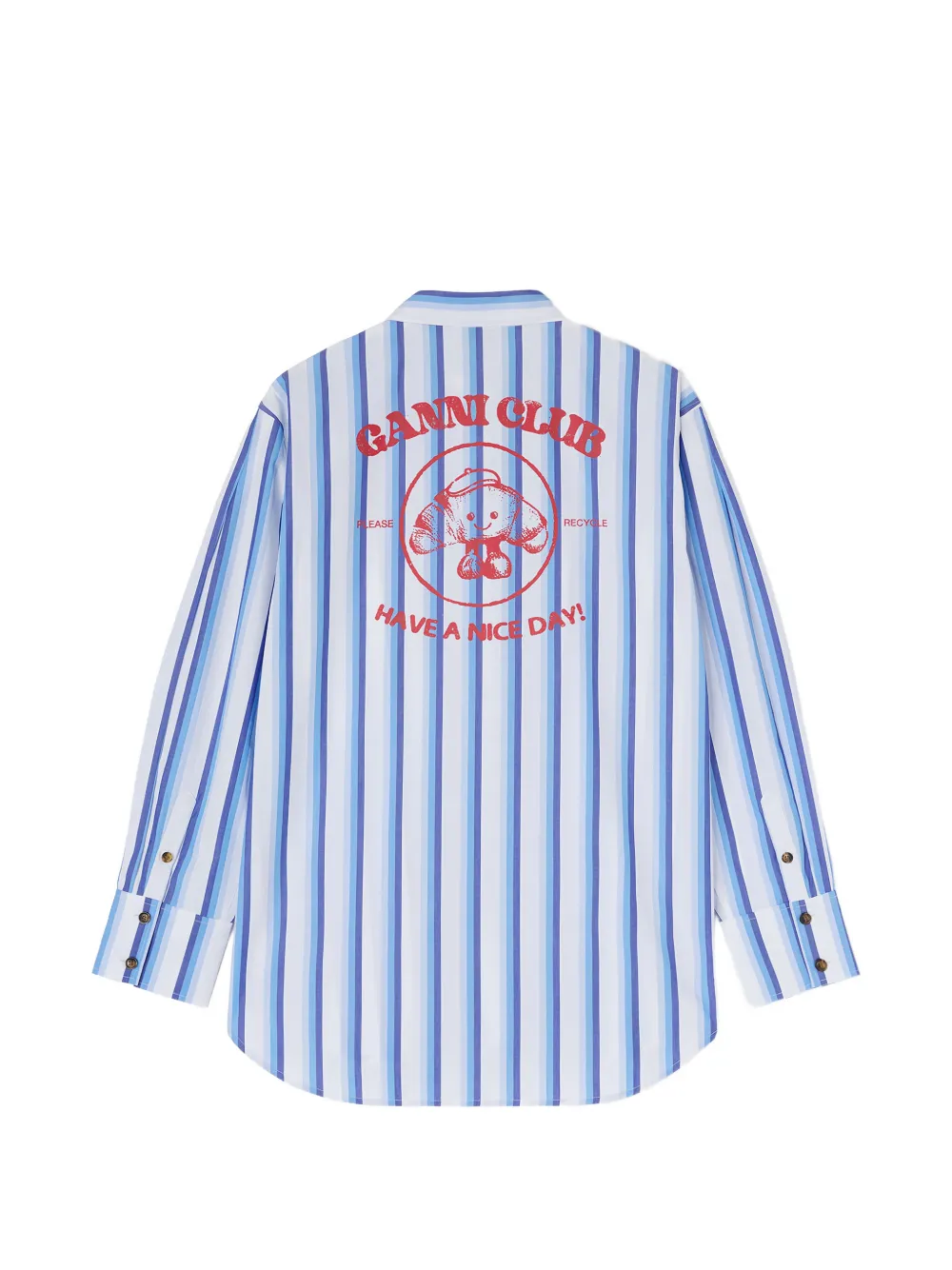GANNI Club Paris gestreepte blouse Wit