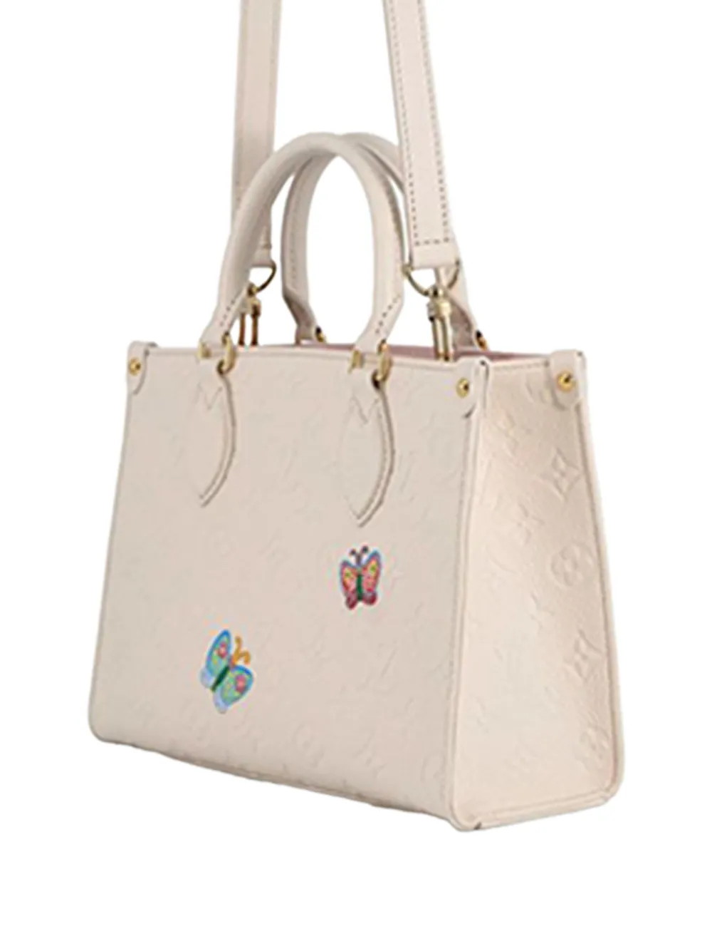  Louis Vuitton Pre-owned 2023 Yayoi Kusama Monogram Giant Empreinte Flower Onthego Pm Satchel - White 