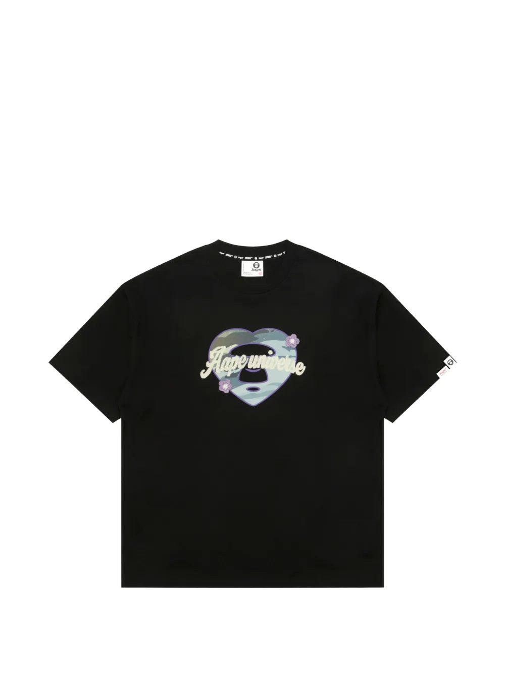 AAPE BY *A BATHING APE® heart-appliqué T-shirt - Nero