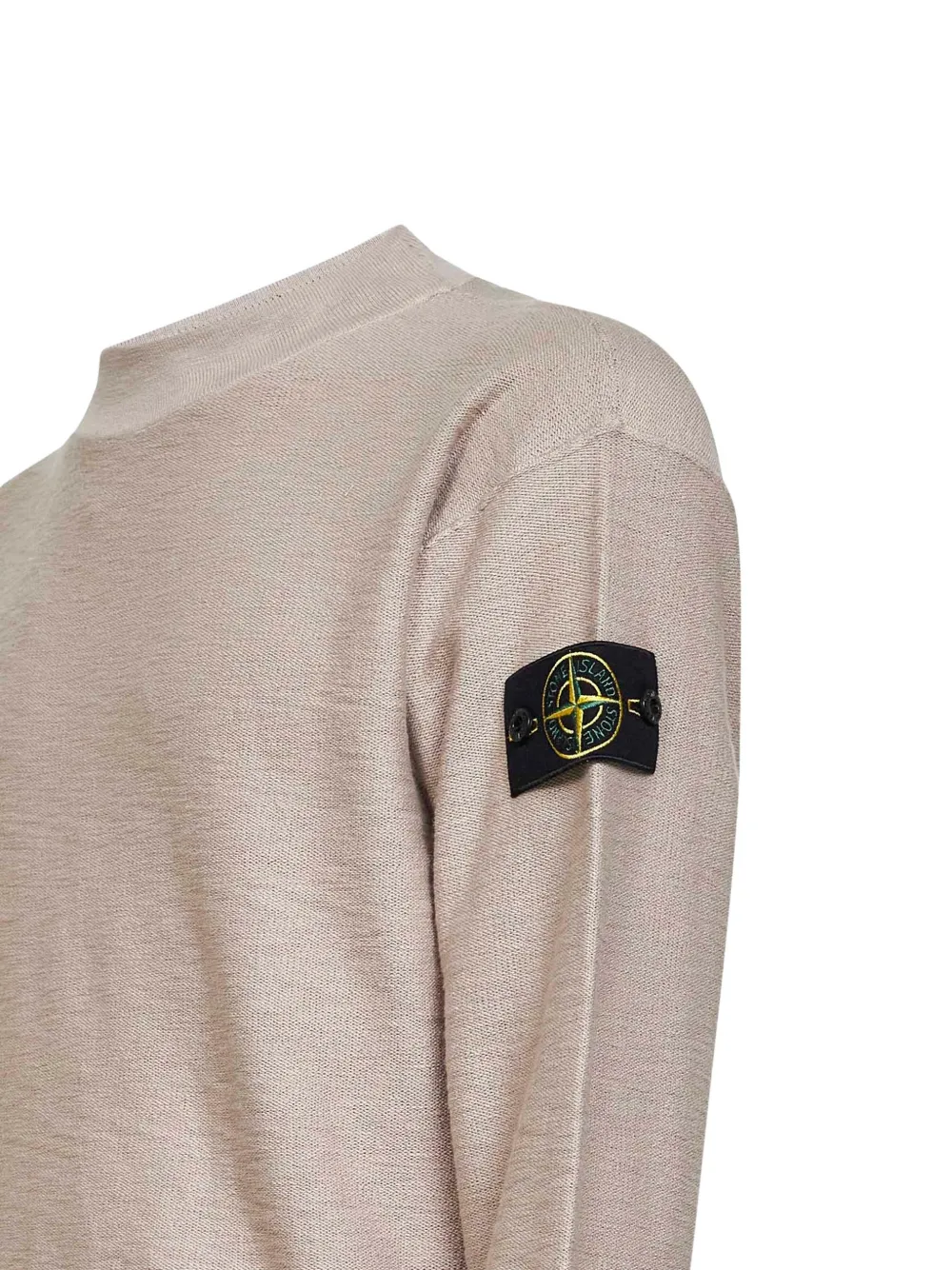 Stone Island 5100044 pluche nylon biologische katoenen trui met stiksels Beige