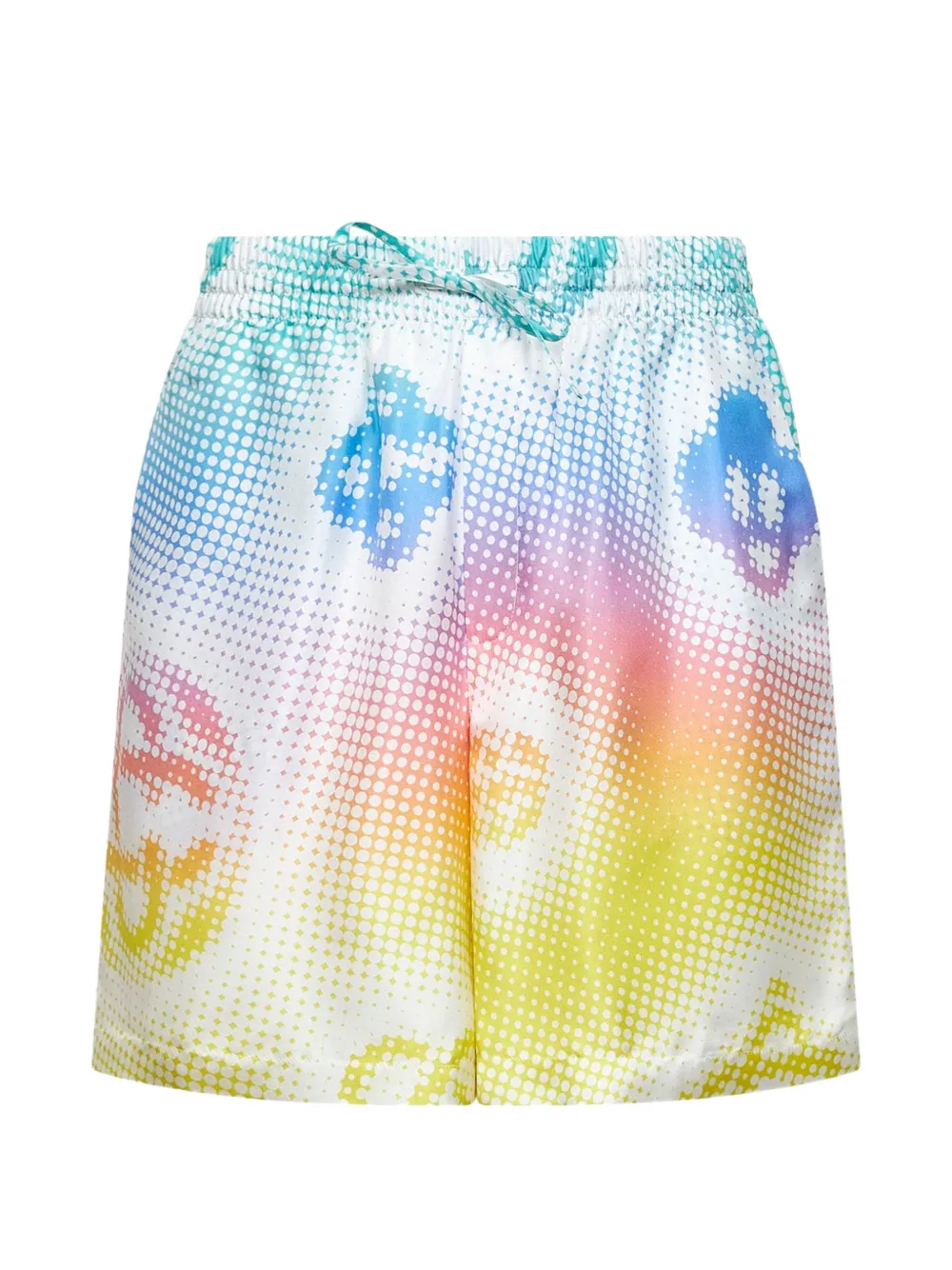 Casablanca elasticated drawstring monogram print shorts - Bianco