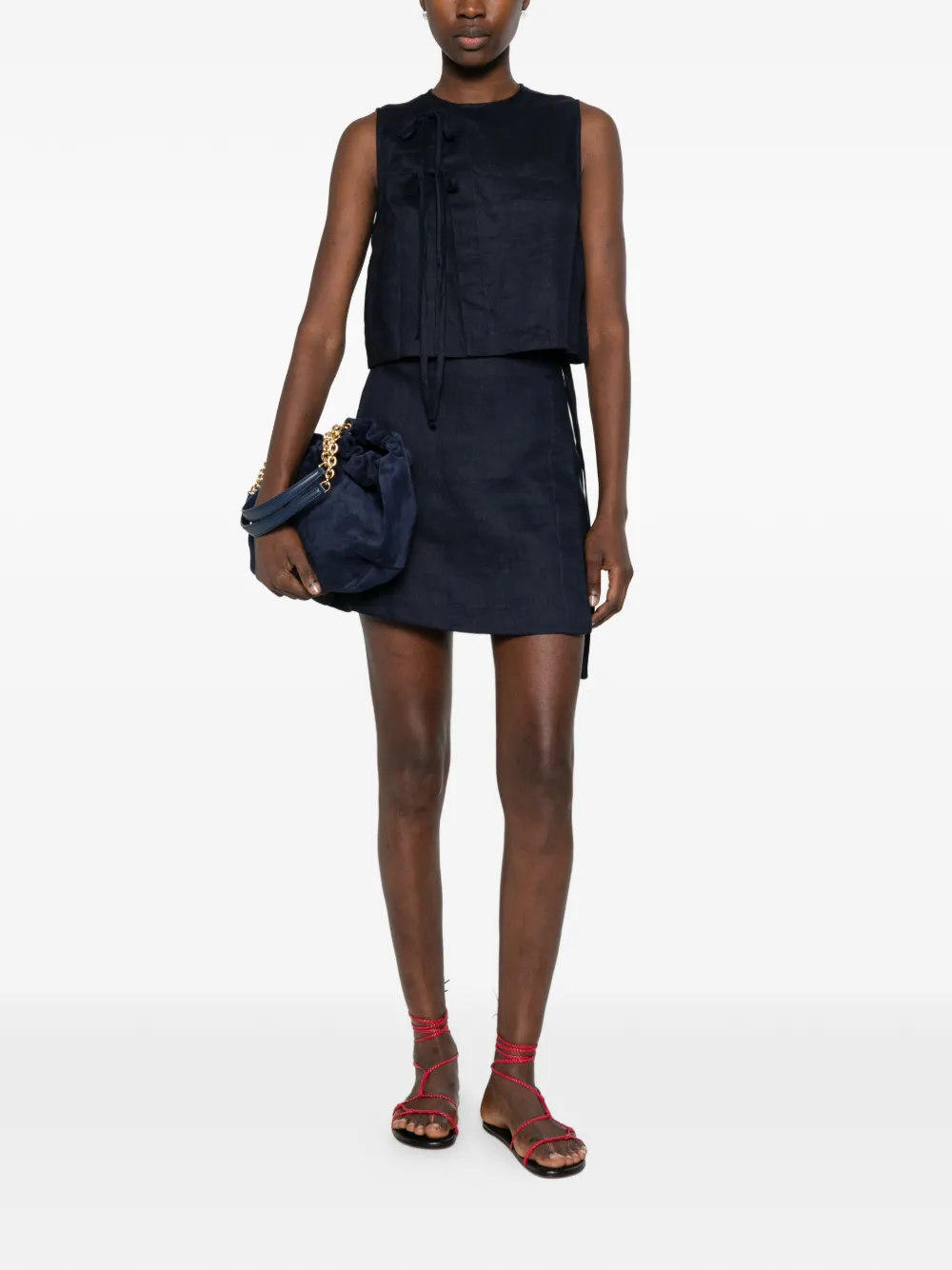  Bondi Born Tie Detail Mini Skirt - Blue 