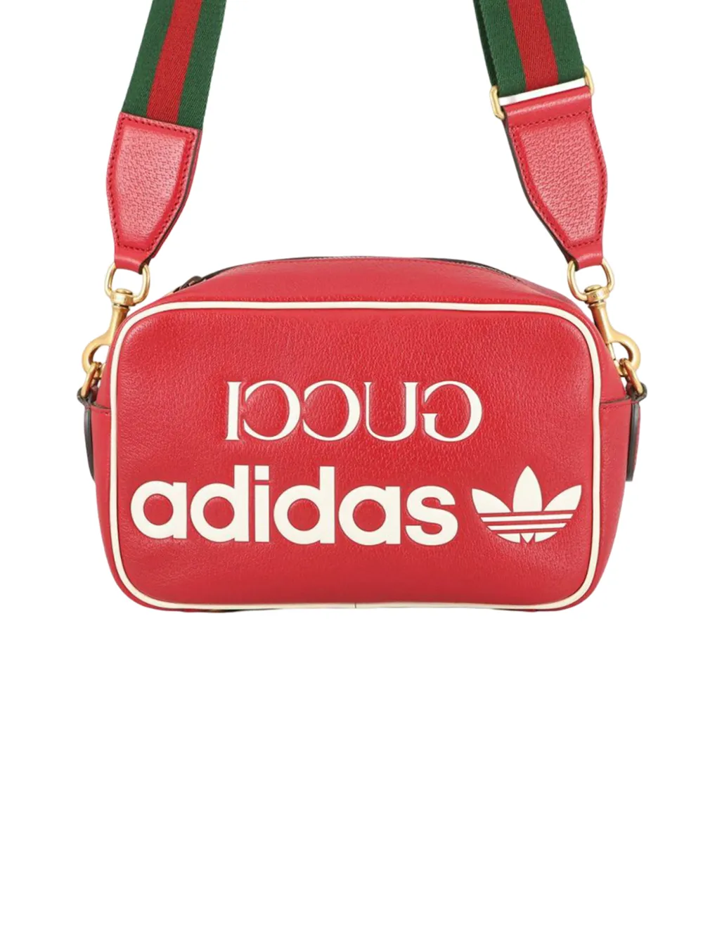 Gucci Pre-Owned 2016-2025 Adidas Small Leather Web crossbody bag - Rosso