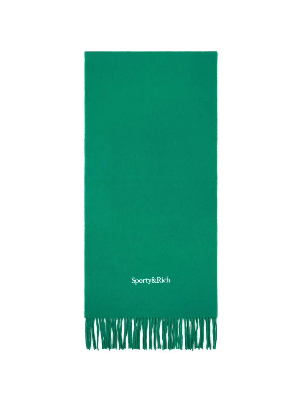 Sporty & Rich fringe logo-detail scarf - Verde