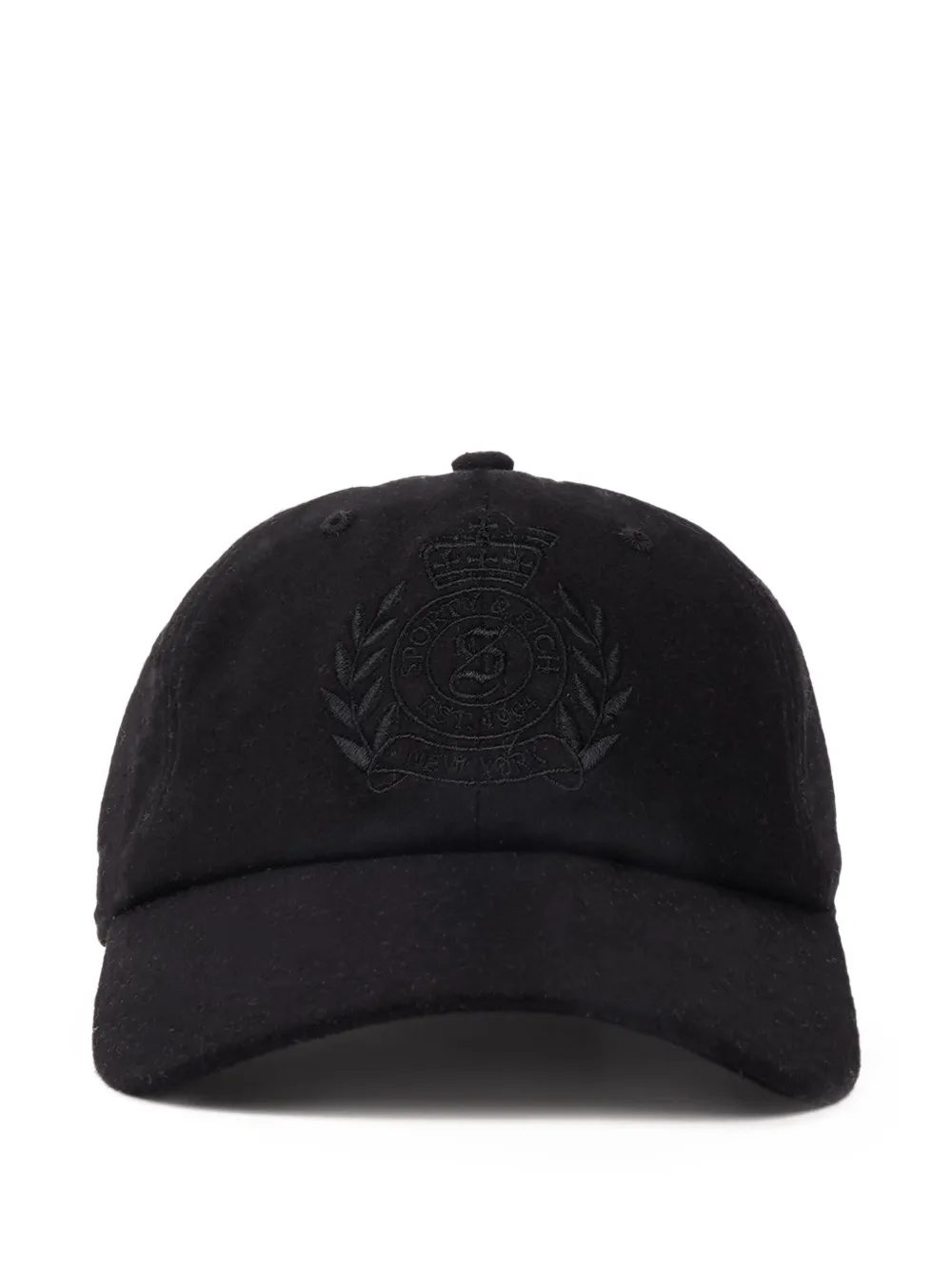 Sporty & Rich NY crest wool embroidered cap - Nero