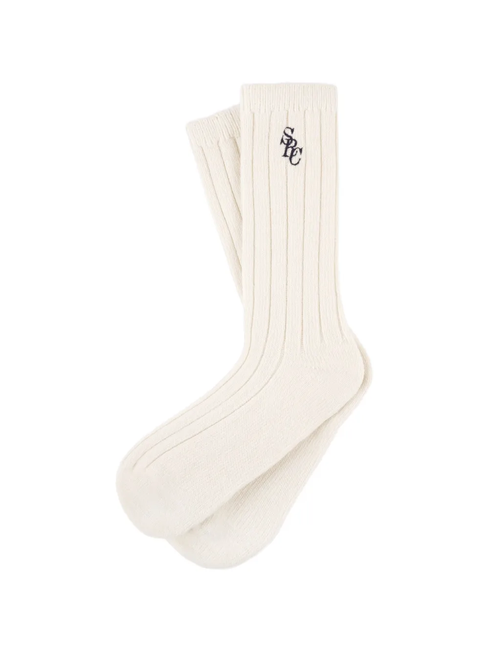 Sporty & Rich SRC embroidered ribbed socks - Toni neutri