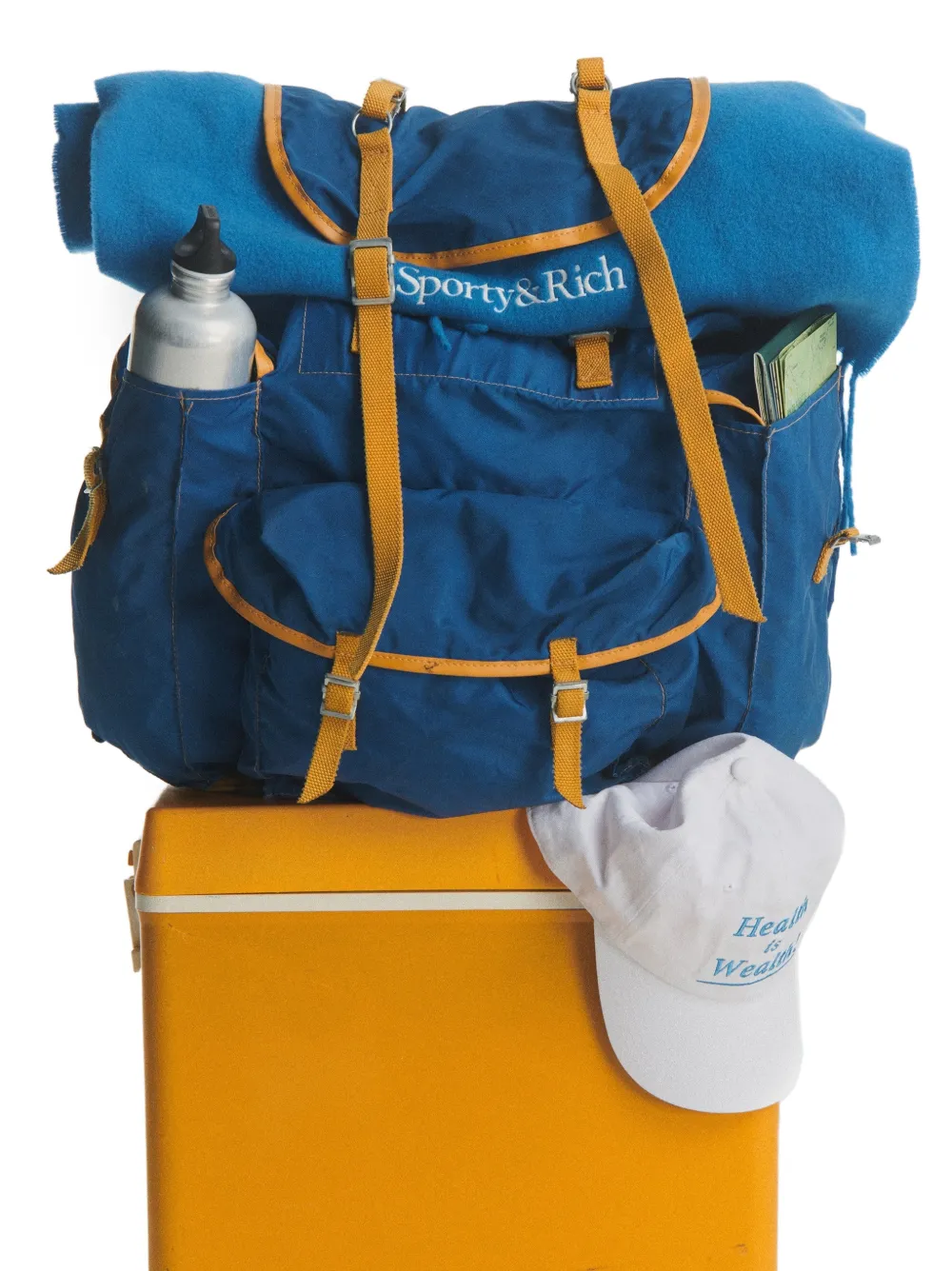 Sporty & Rich Sjaal met franje en logo Blauw