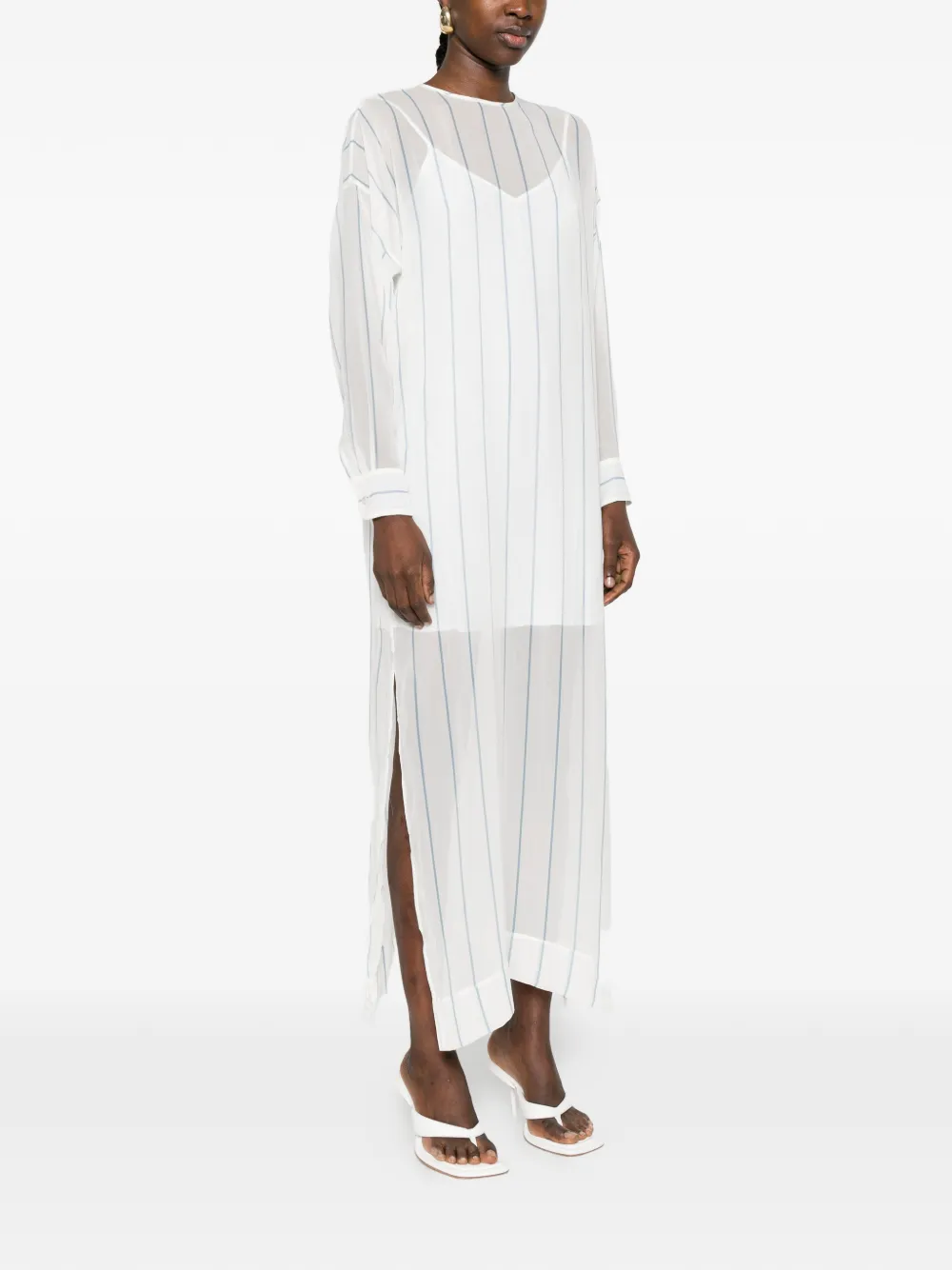 BONDI BORN Capri gestreepte maxi-jurk Wit