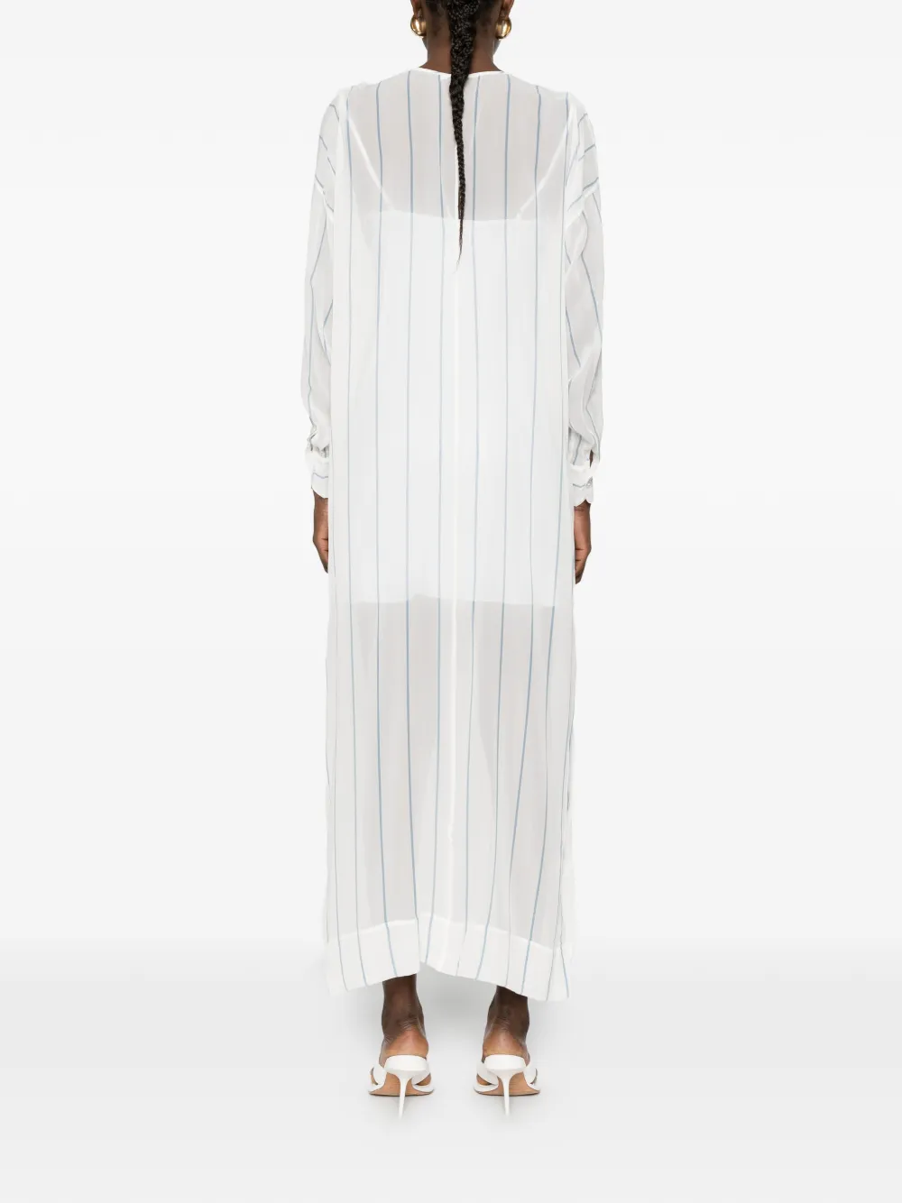 BONDI BORN Capri gestreepte maxi-jurk Wit
