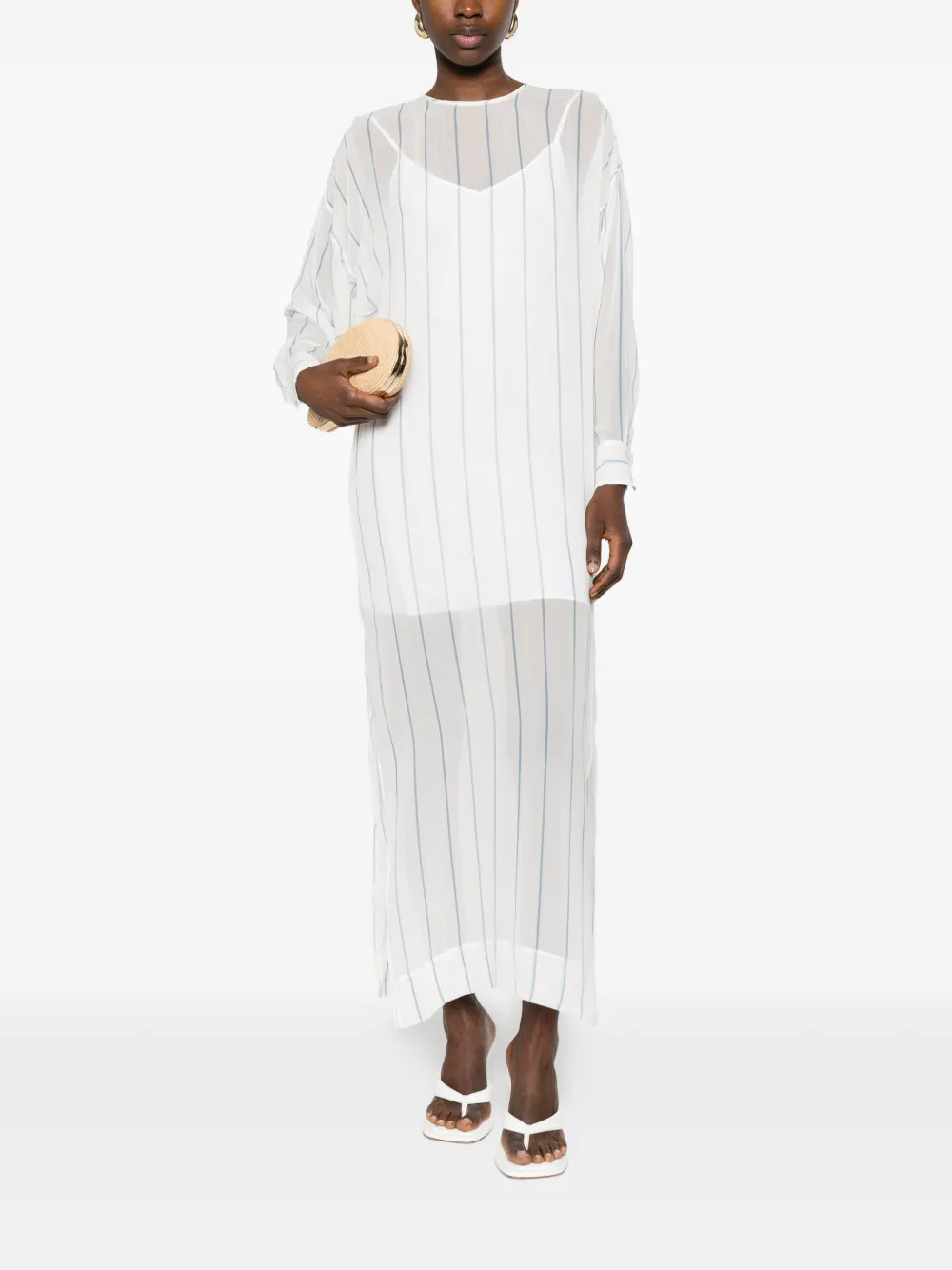 BONDI BORN Capri gestreepte maxi-jurk Wit