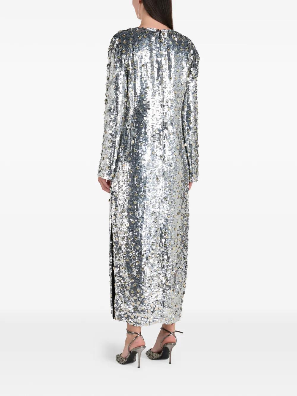 ILTA Blaise Sequin V-neck Maxi Dress in Silver, view 3