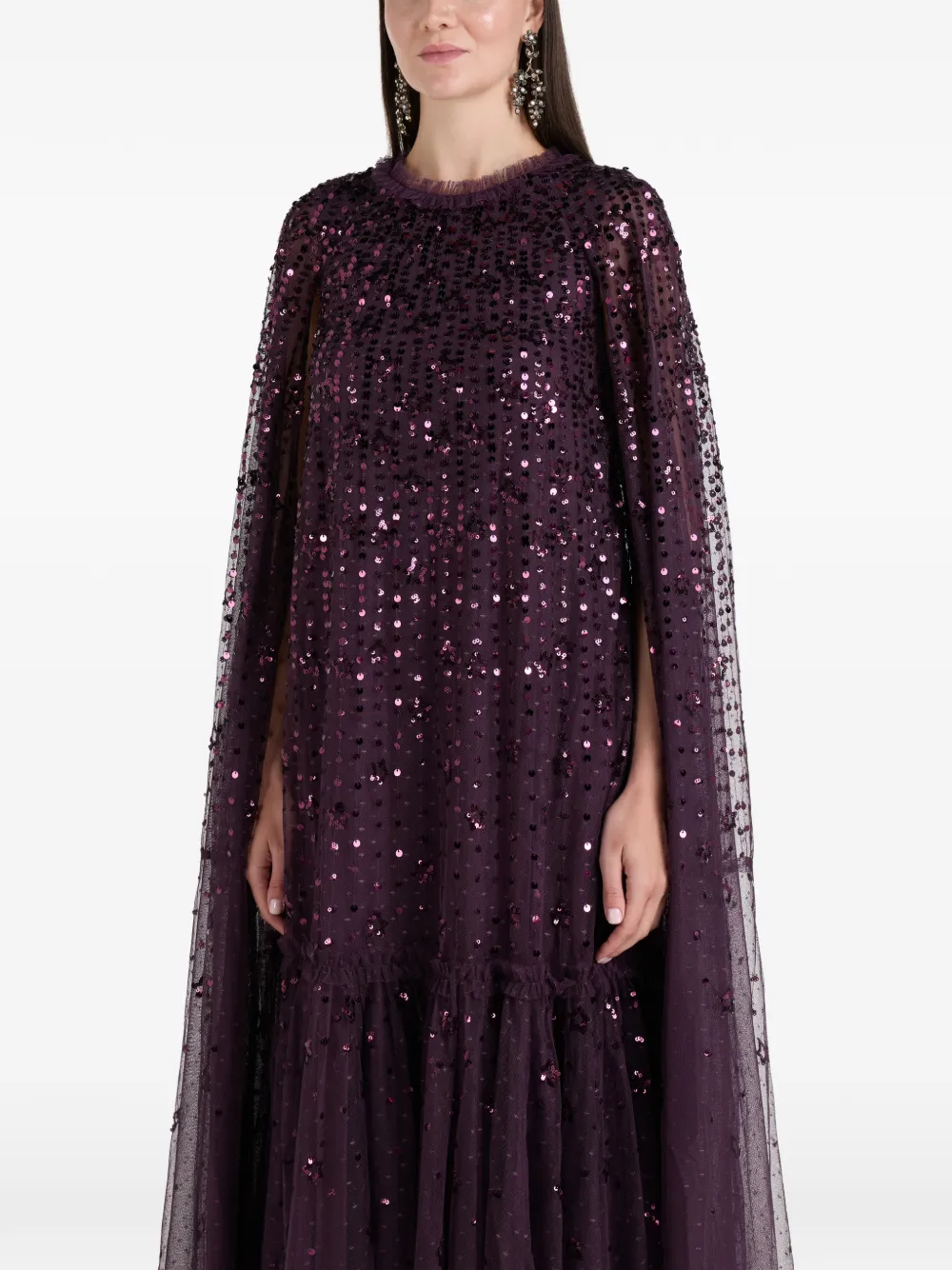 Needle & Thread Falling Stars maxi-jurk met pailletten en cape Paars